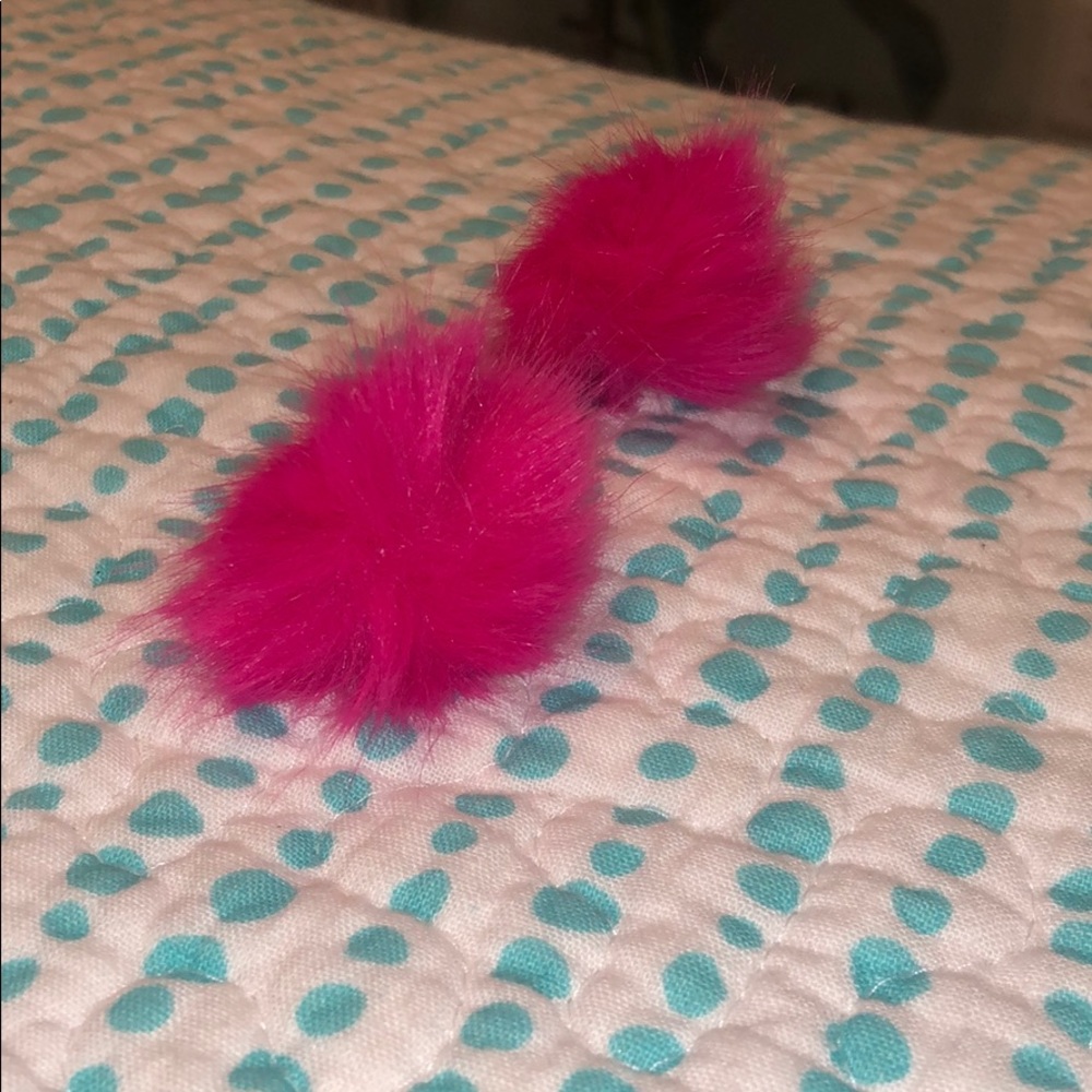 Pink puff earrings